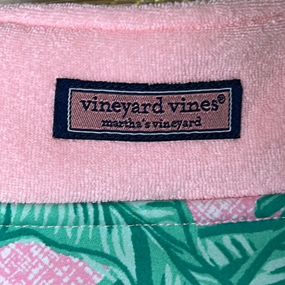 Vineyard Vines Banana Leaf Terry Relaxed Shep Shirt Pink Green Size Large - Picture 9 of 12